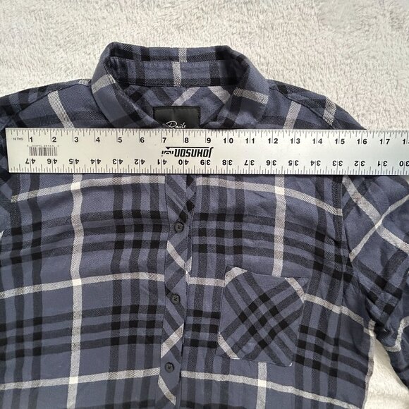 Rails Hunter Womens Plaid Long Sleeve Shirt Hunter Twilight Ebony White Medium - Picture 6 of 8